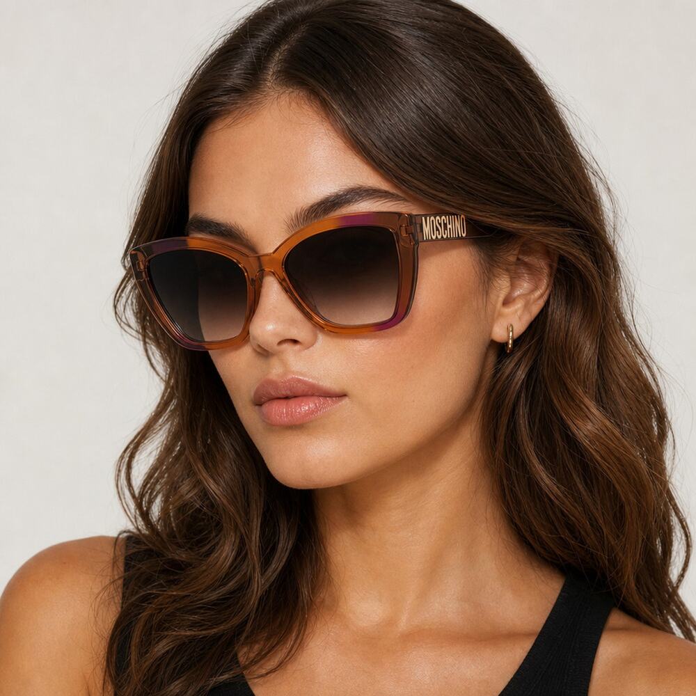 NEW Moschino MOS155/S 012JFF Shiny Brown to Orange Gradient Sunglasses authentic